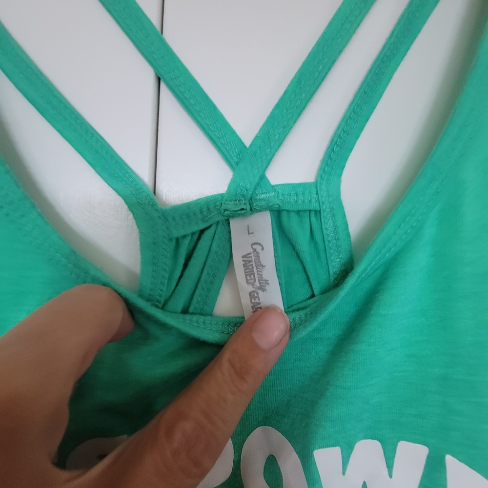 Constantly Varied Gear Green Tank Top Open Back with Bold Text Large. - Picture 3 of 6